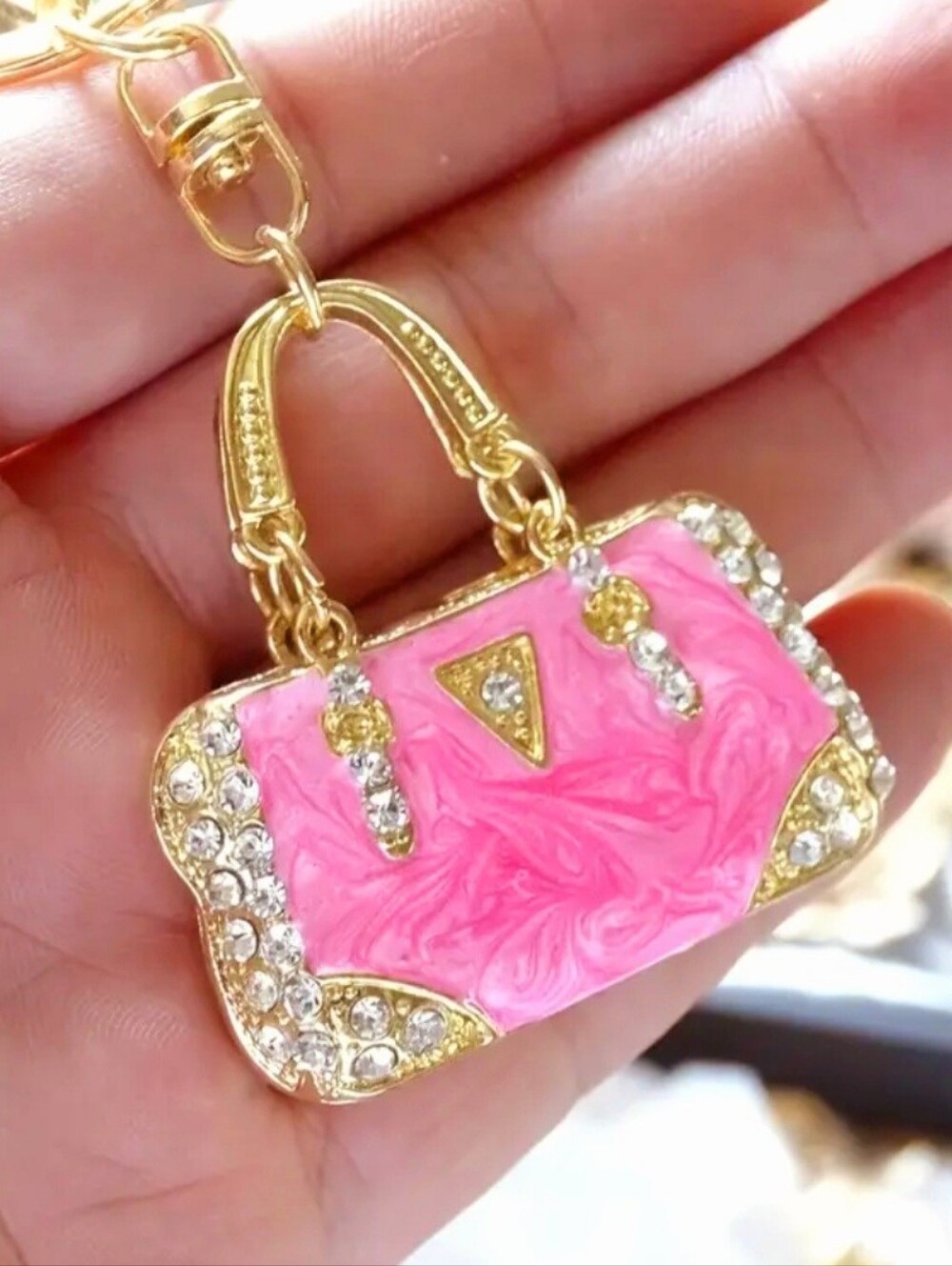 Mini Handbag Keychain Charms in Red, Pink and Blue - Picture 3 of 4